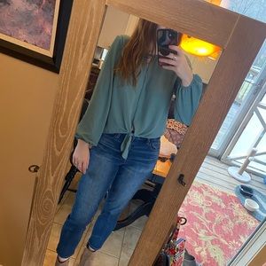 Pink Rose Blue Blouse